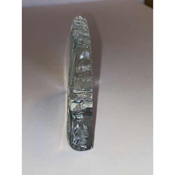 Fenton West Virginia Art Clear Glass Paperweight 4 1/2" x 4 1/4" x 7/8" Sign - Picture 4 of 6